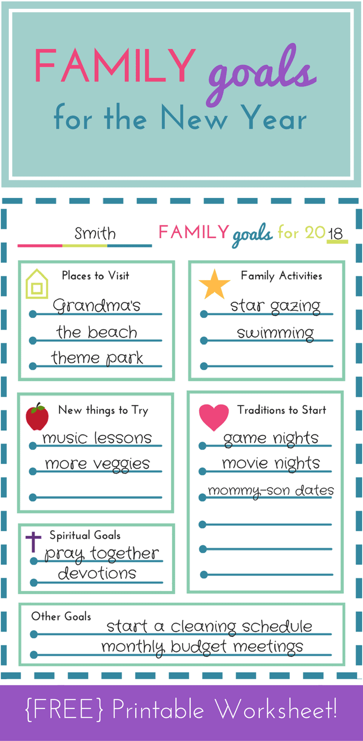 FREE Printable! Family Goal Setting Worksheet for the New Year