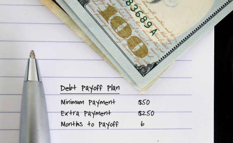  paper with text written Debt Payoff Plan