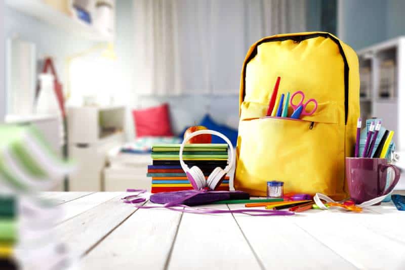School supplies on a table