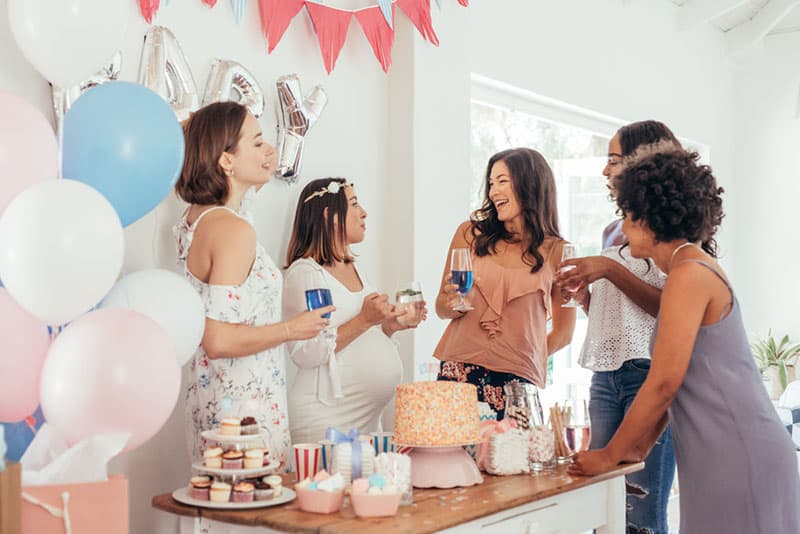 friends having a baby shower