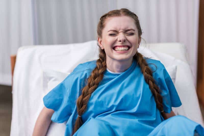 Woman giving birth at the hospital