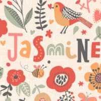 a colorful illustration of the name Jasmine
