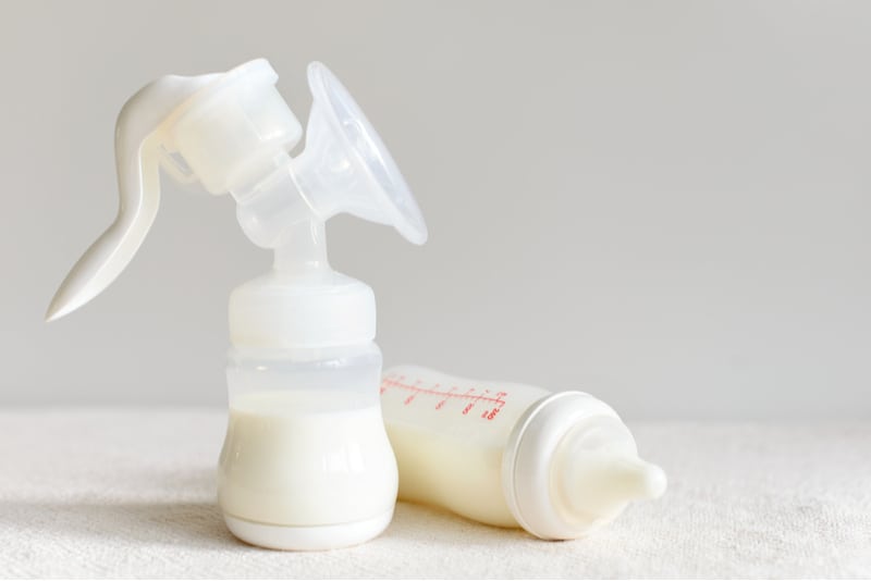 breast pump and a bottle